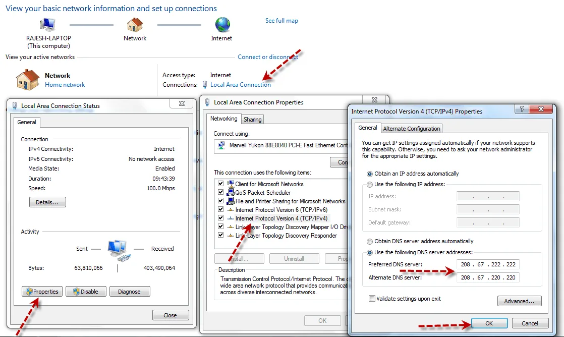 OpenDNS Setup Windows 10 and Windows 7