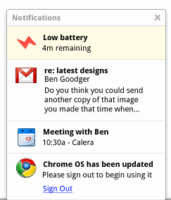 Notificações do Chrome OS