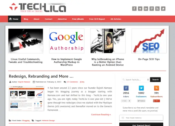 Captura de tela da TechLila