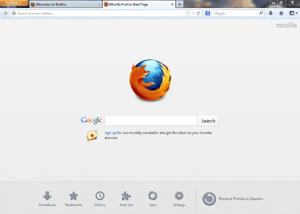 Mozilla Firefox-Startseite