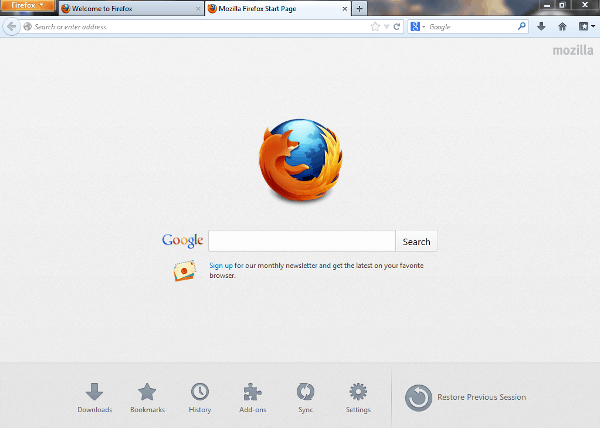 Домашняя страница Mozilla Firefox