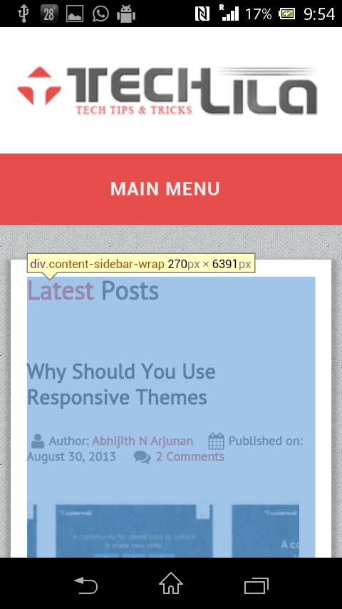 Highlighted Element in Chrome Mobile Screenshot