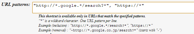 URL Patterns Shortcut Manager