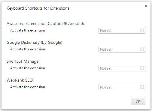 Keyboard Shortcuts Pop Up