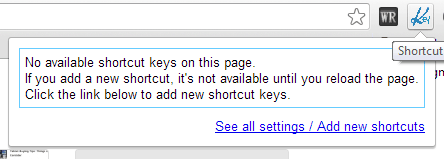 Extensão do Shortcut Manager instalada