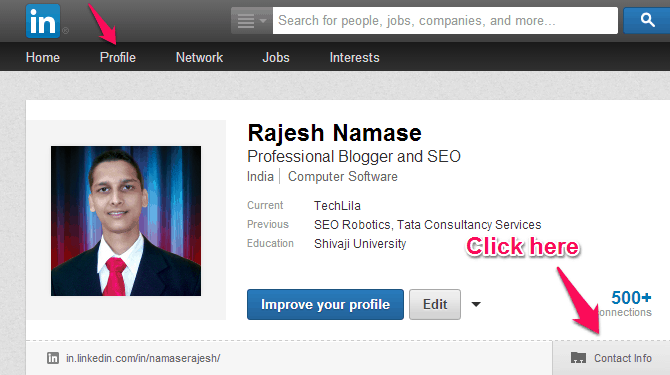 Edit LinkedIn Contact Info