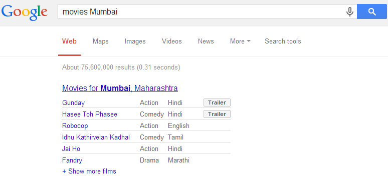 Google Search - Local Movies Search