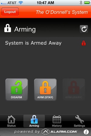 Alarm.com Monitor and Control Application