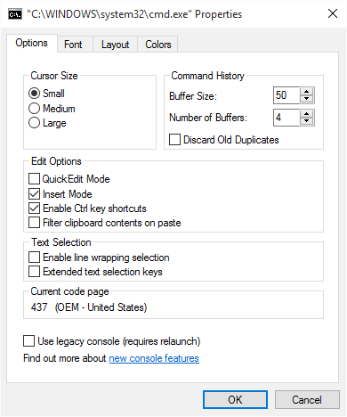 Command Prompt Keyboard Hotkeys