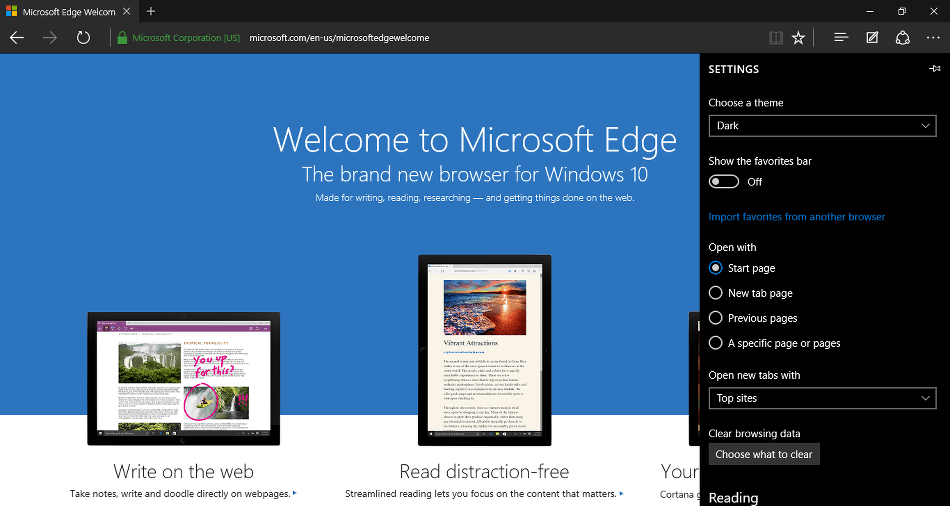 Tryb ciemny Microsoft Edge