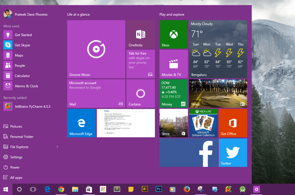 Start Menu Colors