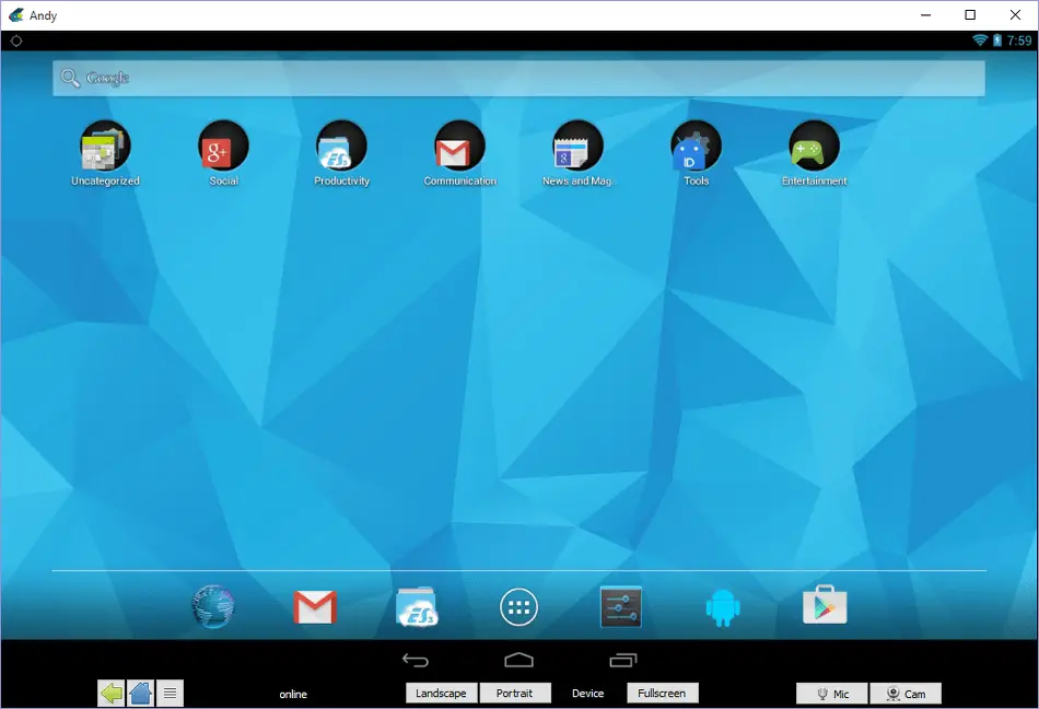 Andy OS - Applications Android sur PC