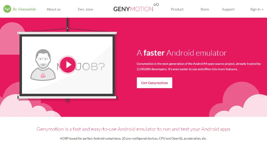 Genymotion Homepage