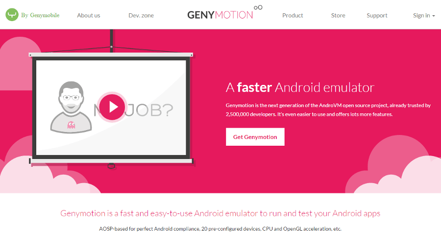 Genymotion Homepage