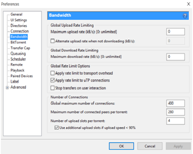 Bit Torrent Client Bandwidth Preference