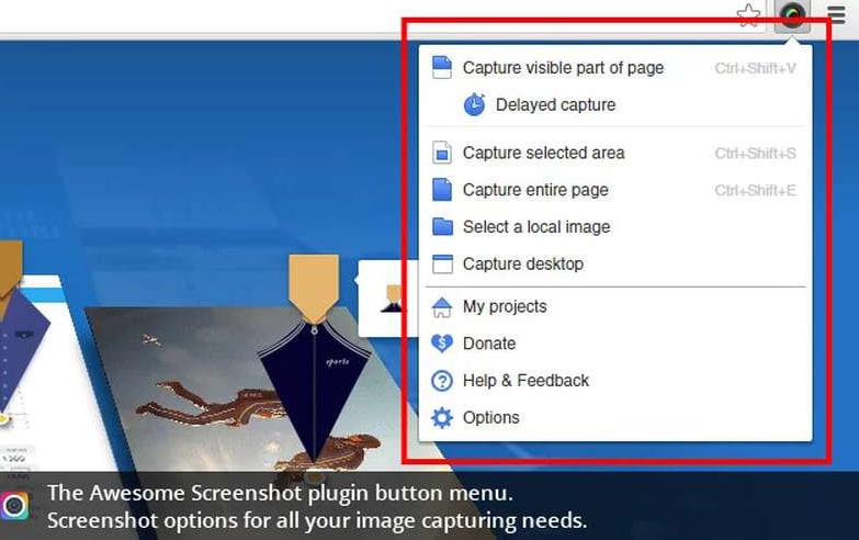 Fantastische Screenshot Chrome-Erweiterung