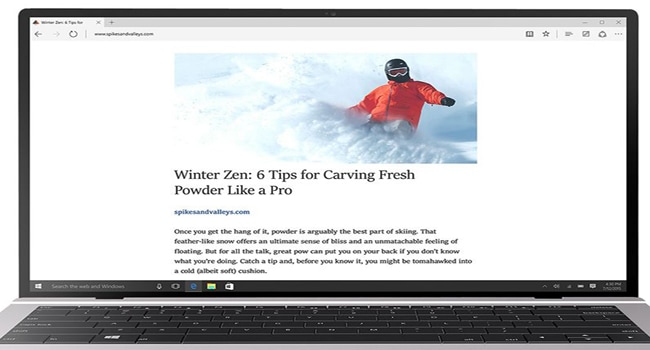 Reading View Feature of Microsoft Edge