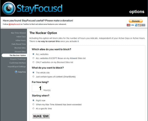 Rozszerzenie StayFocused do Chrome