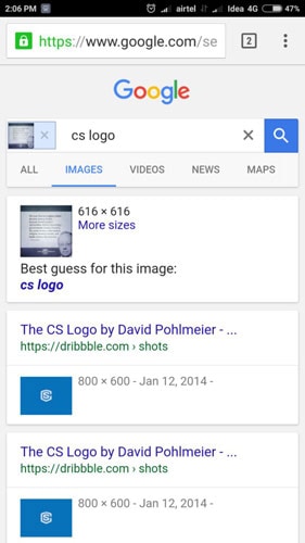 Búsqueda de imagen inversa de Google Método Ctrl Q Paso cinco