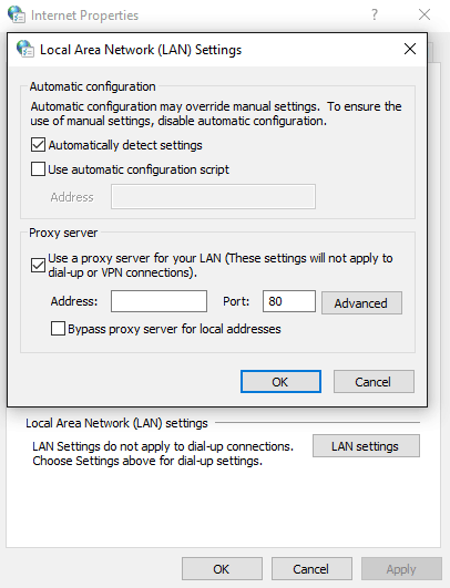 Modifica impostazioni proxy