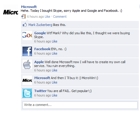 Fake Facebook Status Conversation