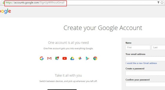 Registrarse sin Gmail