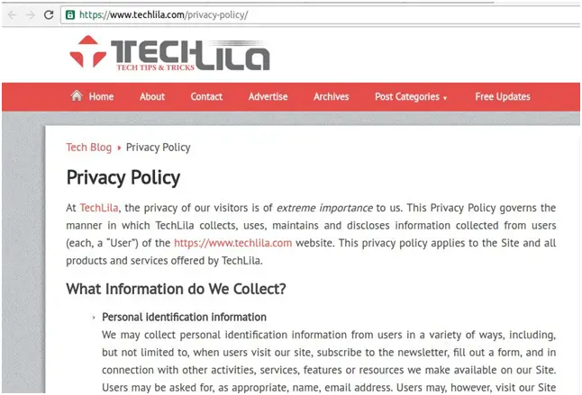Política de privacidade da TechLila