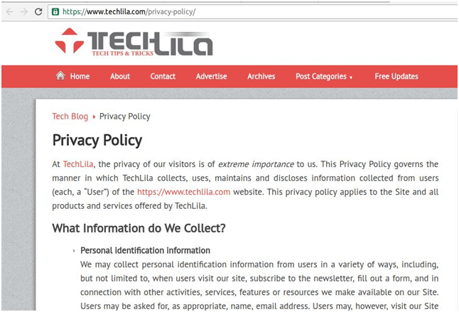 Informativa sulla privacy di TechLila