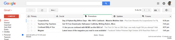 Gmailユーザーインターフェース