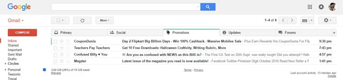 Gmail User interface