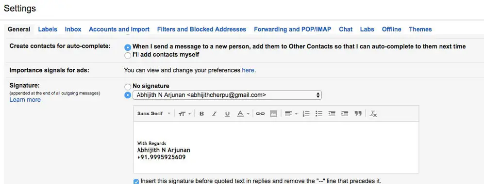Adicionar uma assinatura ao Gmail