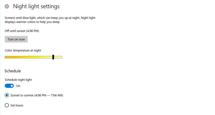 Configuración de luz nocturna