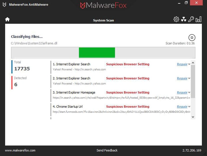 MalwareFoxスキャン