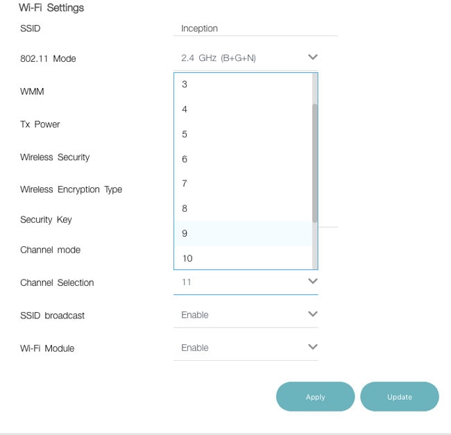 Seleção de canal de Wi-Fi