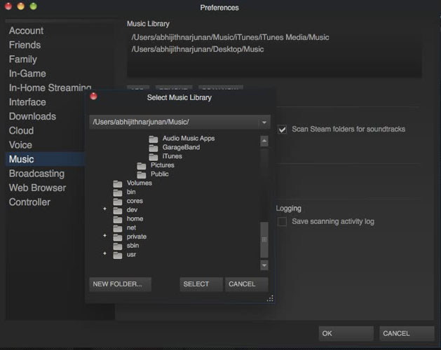 Choose Music to Add to Steam