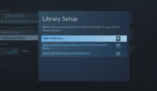 Steamの全体像モードで音楽ライブラリをセットアップする