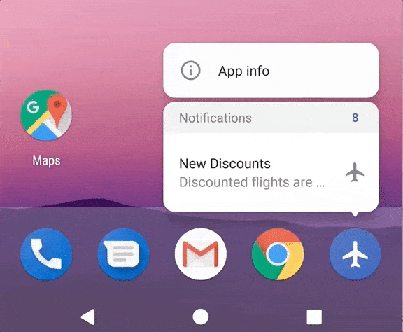 Puntos de notificación de Android Oreo