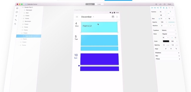 Screen Design di Framer