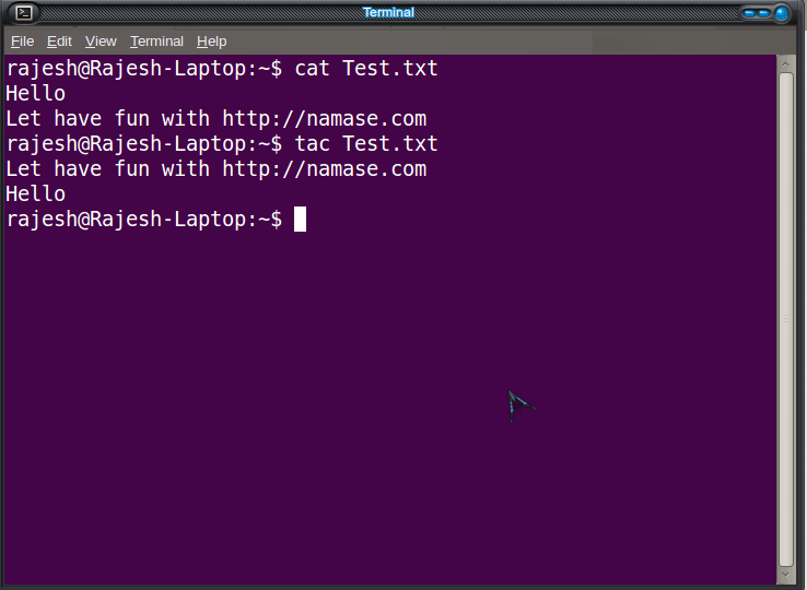 cat and tac-kommandot i Linux