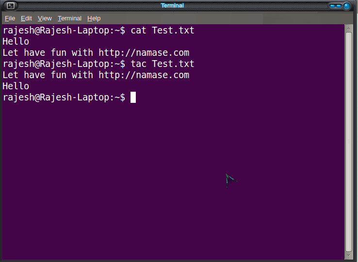 perintah cat dan tac di Linux