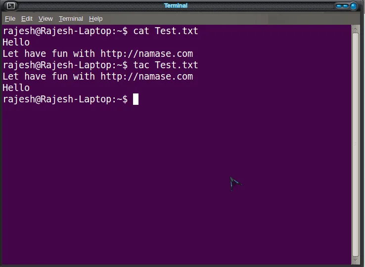 cat and tac command in Linux