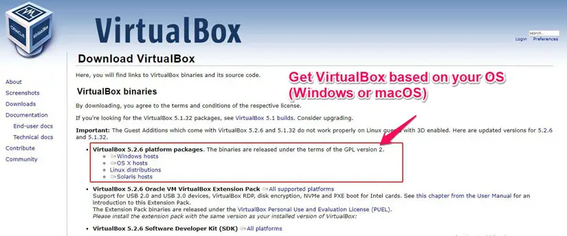 Изтегляне на VirtualBox