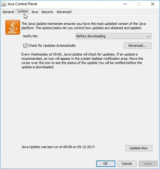 Java Control Panel