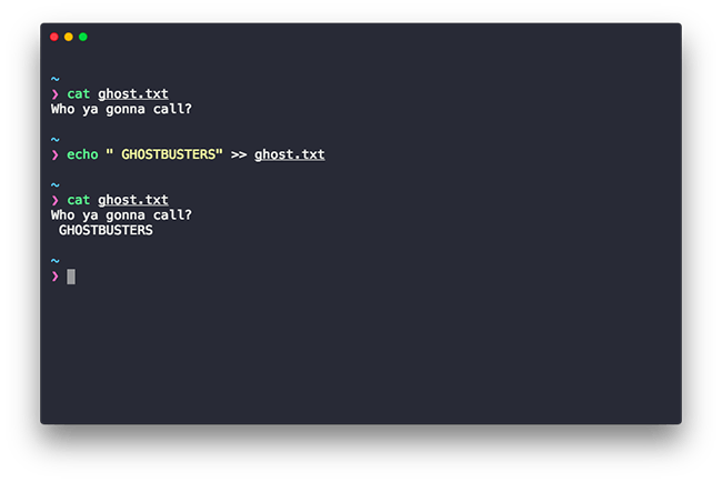 redirection ajouter la commande Linux