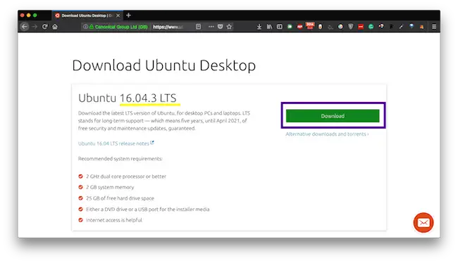 Pag-download ng Ubuntu