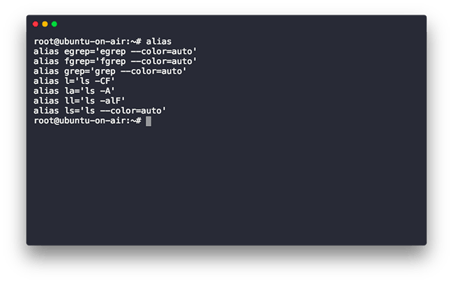 Alias geeft Linux-opdracht weer