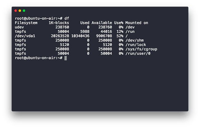 Comando df de Linux