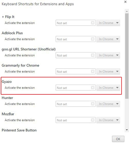 Gyazo Chrome Extension Shortcut Key