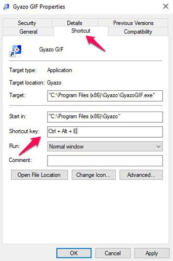 Gyazo GIF Ярлык Windows