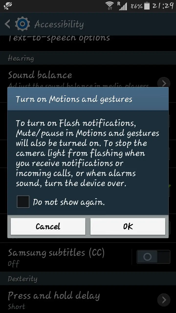 Habilitar notificaciones flash